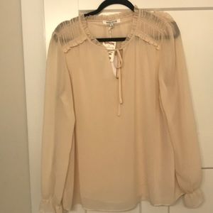 Brand cream sheer long sleeves blouse